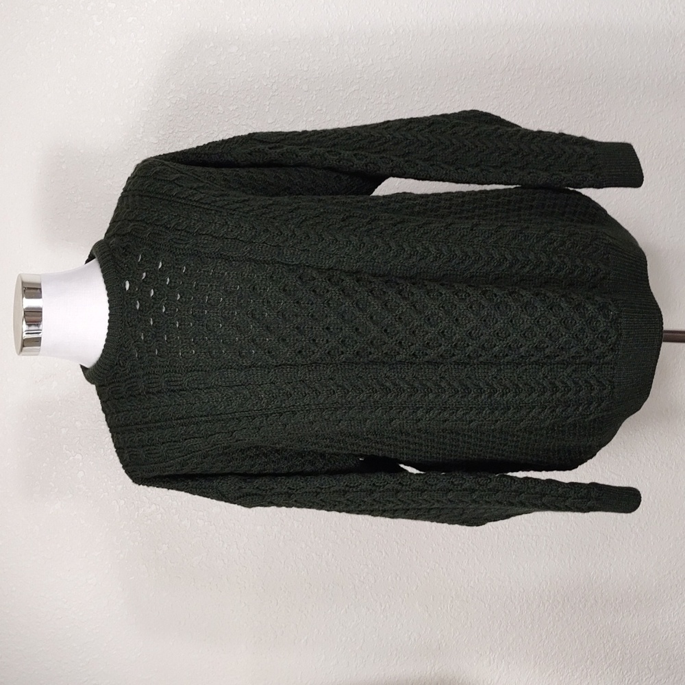Blarney Woolen Mills Wool Men's Hunter Green Cable Knit Fisherman Sweater XXL